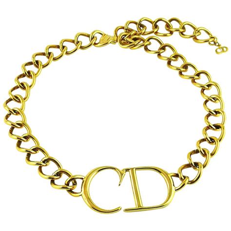 christian dior cd chain necklace|Christian Dior charm station necklace.